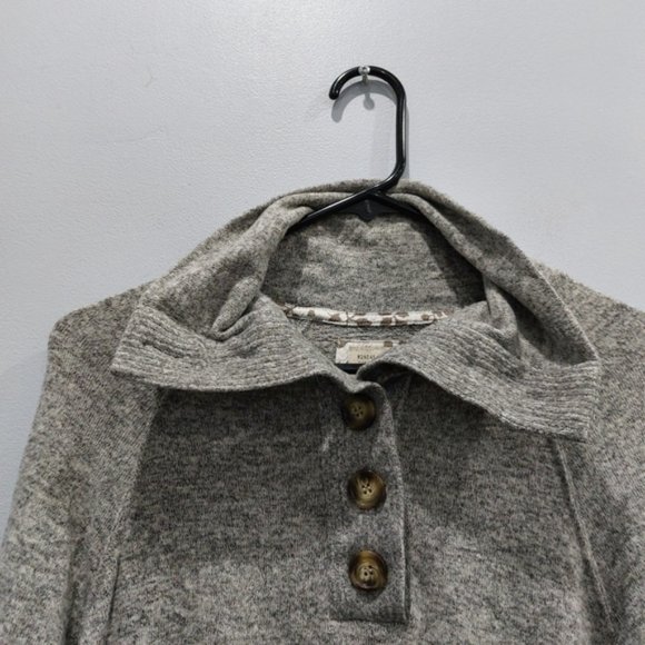 Anthropologie Saturday Sunday Grey Button Long Sleeve Cloudfleece Top - Picture 3 of 8
